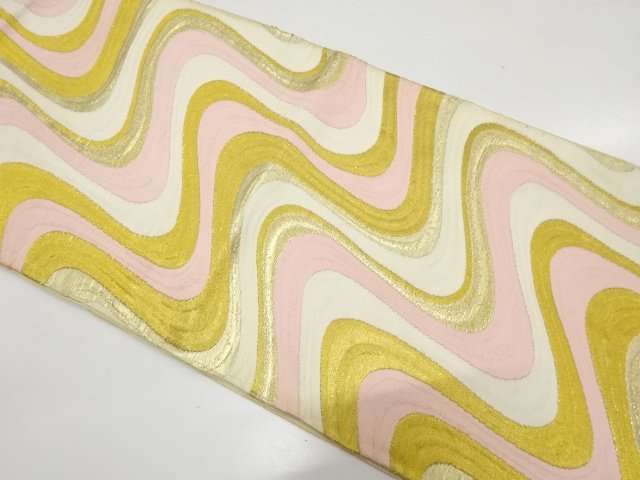 JAPANESE KIMONO / ANTIQUE FUKURO OBI / SILK / WOVEN WAVE